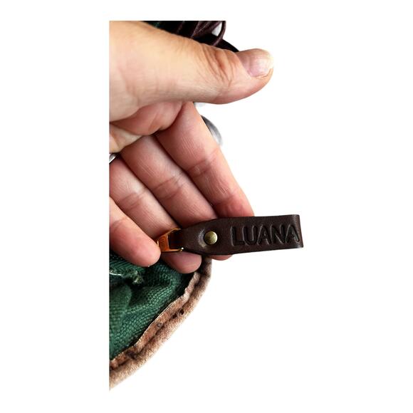 LUANA Green Canvas Hobo Bag Strappy Dual Handle Shoulder Handbag Zip Closure GUC - Picture 9 of 14